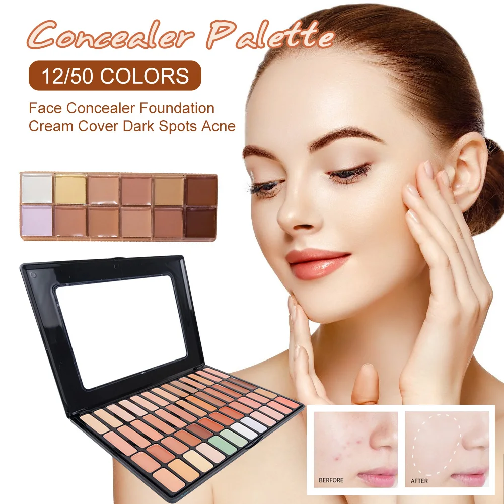 

1PC Face Concealer Palette 12/50 Colors Face Concealer Foundation Cream Cover Dark Spots Acne Full Coverage Makeup Cream Primer