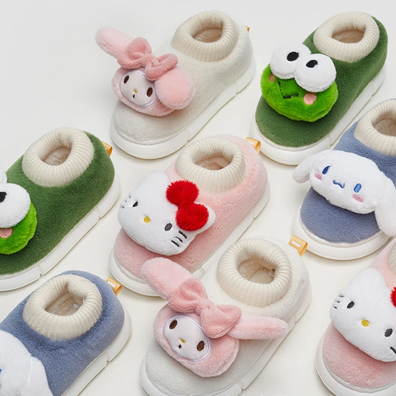 

Sanrio, Hello Kitty плюшевые хлопковые туфли аниме мультфильм My Melody Cinnamoroll Kawaii милые студенты для дома и улицы противоскользящая обувь подарок