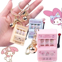lucky jackpot sanrioed mini fruit slot machine key chain my melody kuromi cinnamoroll keychains with bell funny toys kids gift