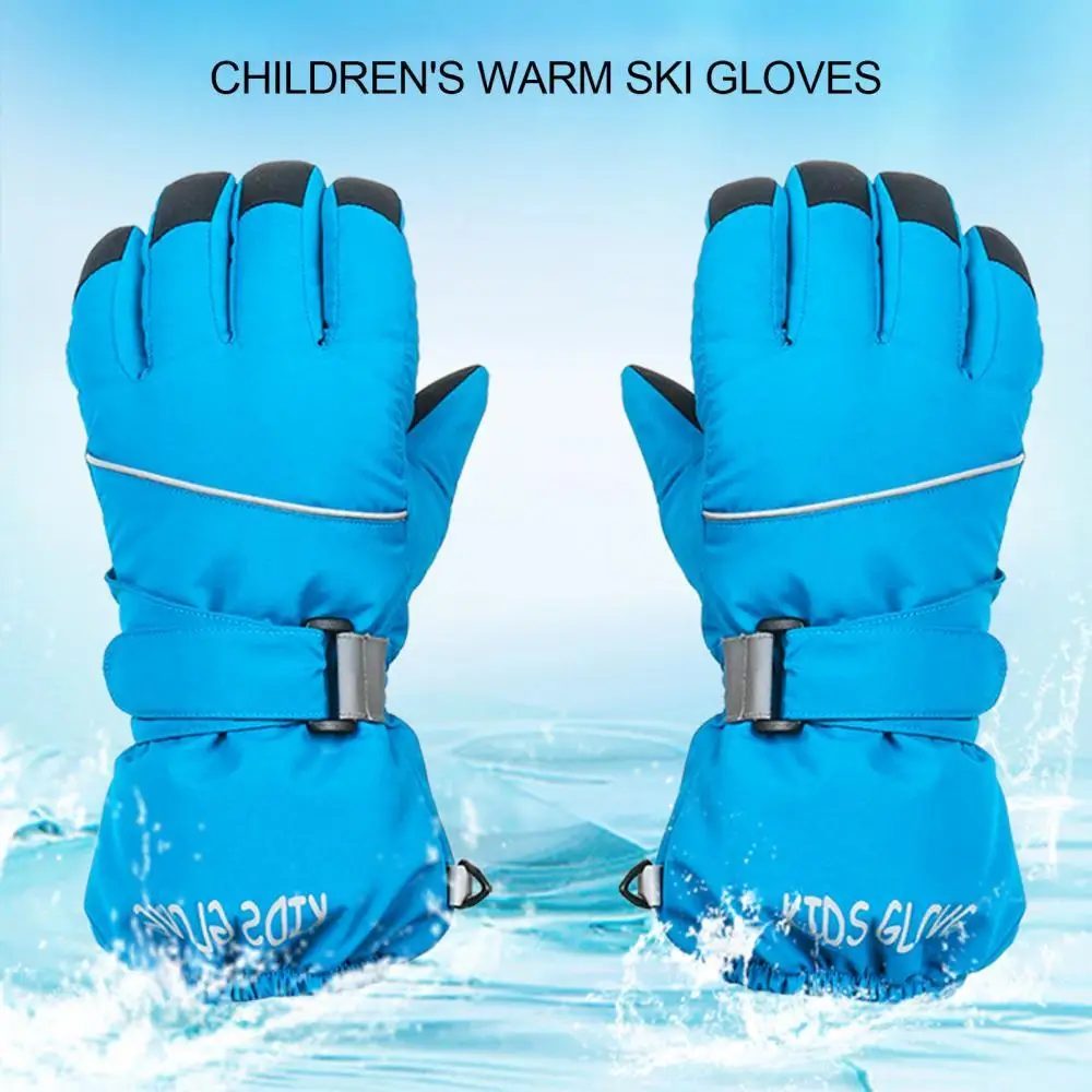 

Детские однотонные теплые зимние спортивные перчатки с пятью пальцами, водонепроницаемые и ветрозащитные Нескользящие лыжные варежки, 2 шт...