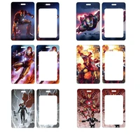 marvel classic movie iron man pvc card holder super heroes print protective case anti lost lanyard id card hanging neck bag gift