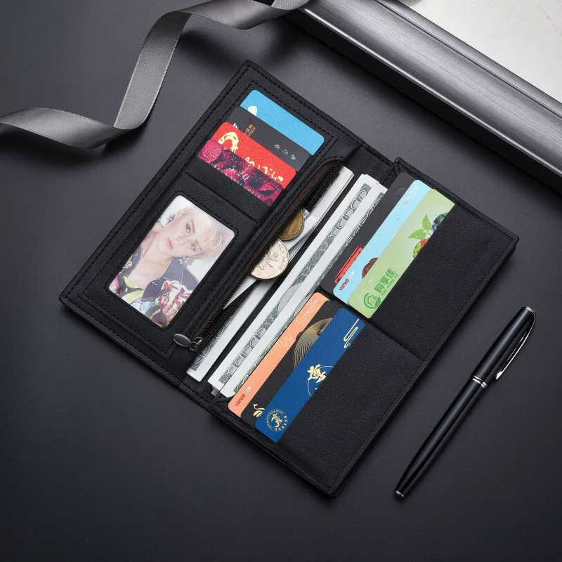 New Business Men's Long Wallet Multi Card Slots Coin Purses PU Leather Man Card Holder Slim Money Clip