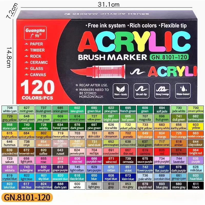 Набор акриловых маркеров для рисования GuangNa120 шт. наконечники кисти маркеры на