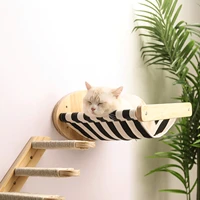 wall mounted cat hammock bed pet furniture kitten wall shelf set cat perch wooden scratching climbing post cat tree house toy