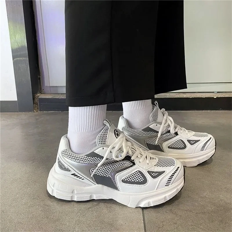 

2022 New Sneakers Plus Size 36-44 Y2k Men's Sports Shoes Women's Mesh White Blue Breathable Non-slip Retro Student Thick Bottom