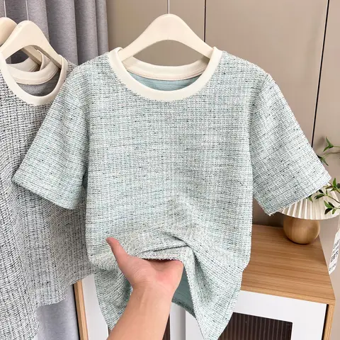 100 кг модный топ темперамент шикарные футболки с короткими рукавами больших размеров повседневная футболка с короткими рукавами для женщин 665