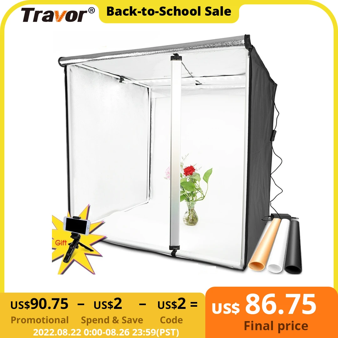 Travor Light Box 80*80CM Portable Softbox Photo LED Lightbox Tent With 3 Colors Background For Studio Photography Lighting Box