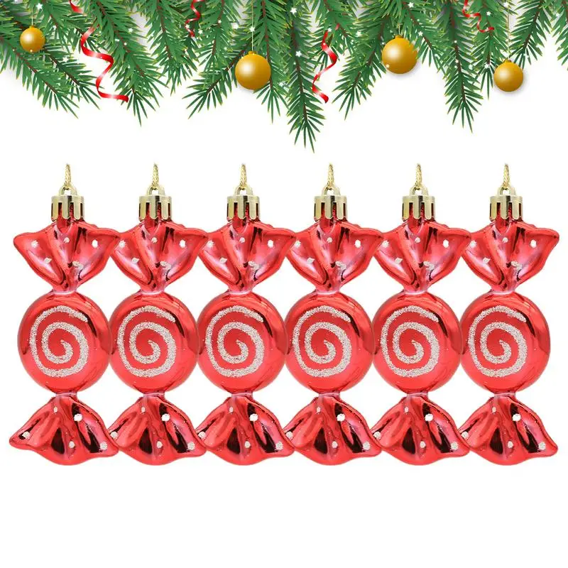 Рождественские украшения-леденцы 6 шт. яркие тематические украшения для