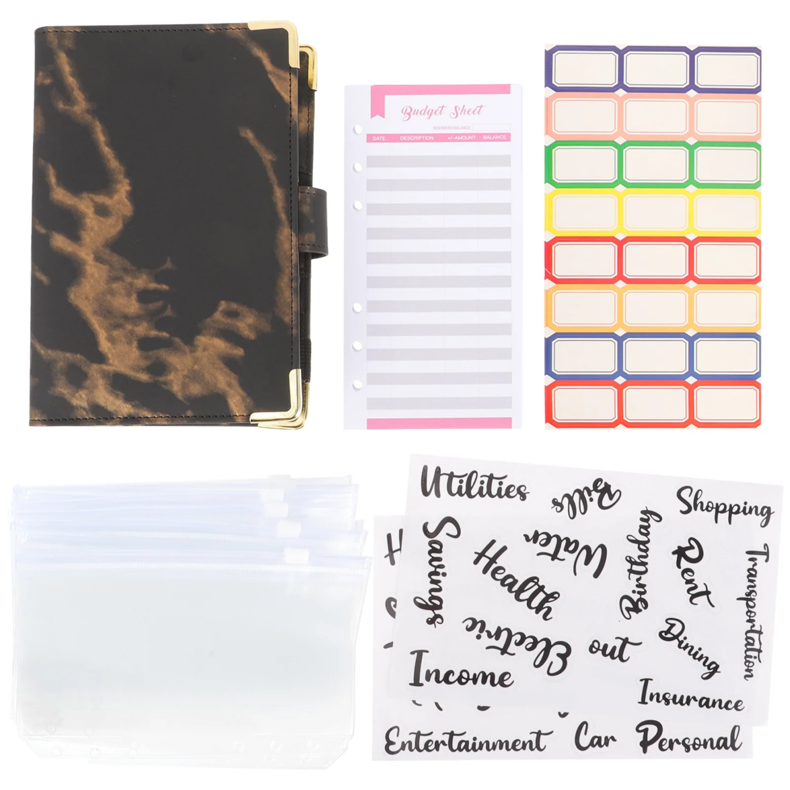 

Loose-leaf Book Pocket Binder Money Organizer Cash Budget Pvc Savings Envelopes