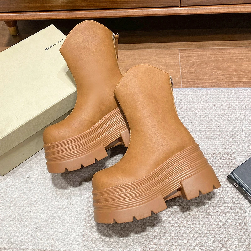 Водонепроницаемые ботильоны из искусственной кожи на высоком каблуке новинка 2025