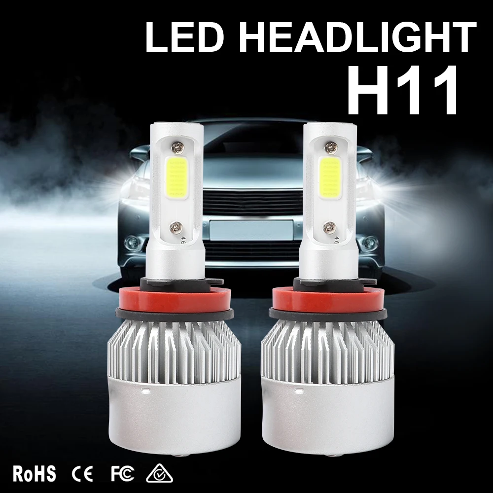

2Pcs H4 LED H7 H11 H8 9005 9006 H1 H3 HB3 H9 H27 Car Headlight Bulbs Lamp With COB Chips 8000LM Auto Fog Lights 6500K 12V 72W