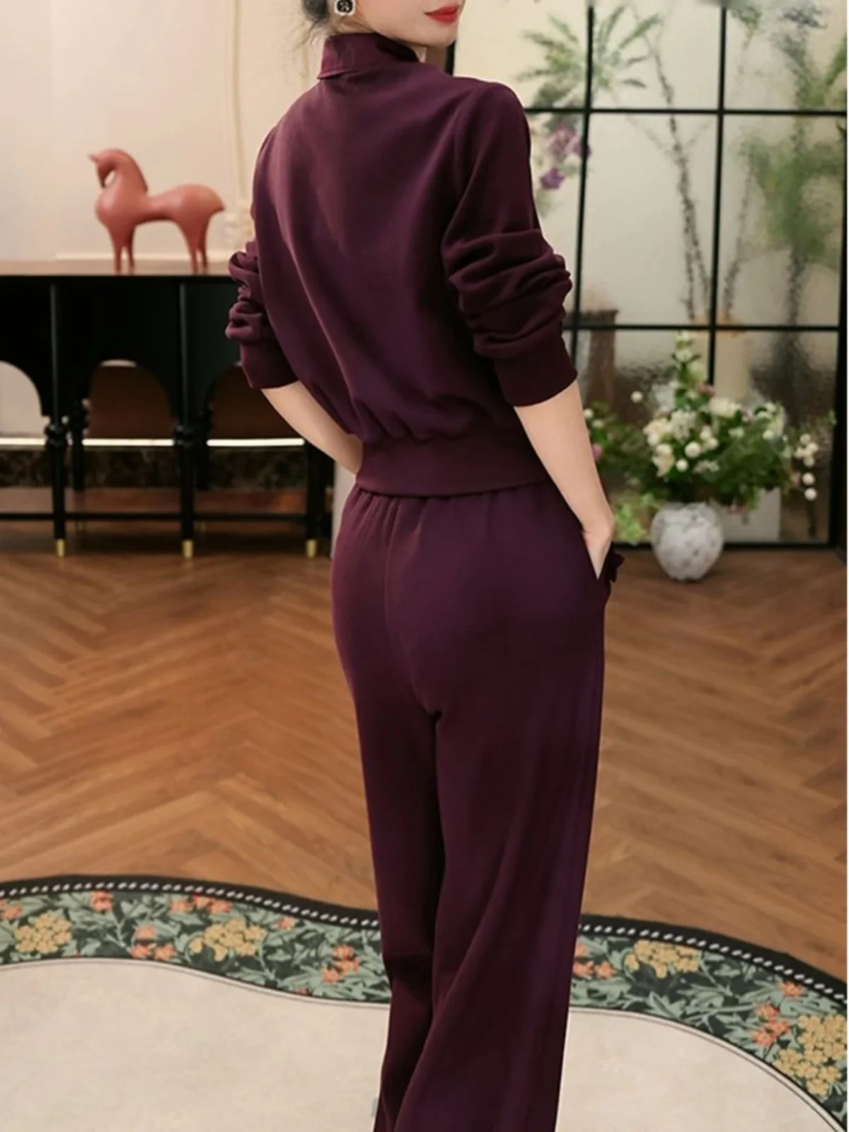 Модные брюки Senior Western Sle Socialite с бархатным комплектом для женщин 2024 осень и зима