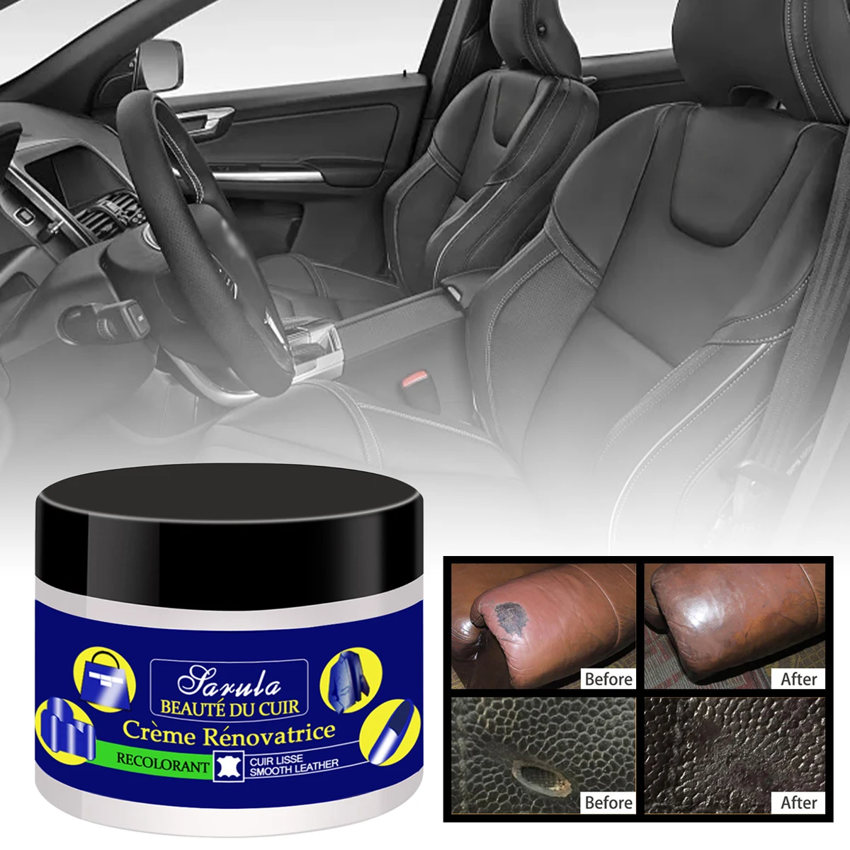 

new 50ML Leather Repair Cream Non-fading Leather Recoloring Balm Non-polluting Leather Restorer Leather Repair Kit for Car Seat