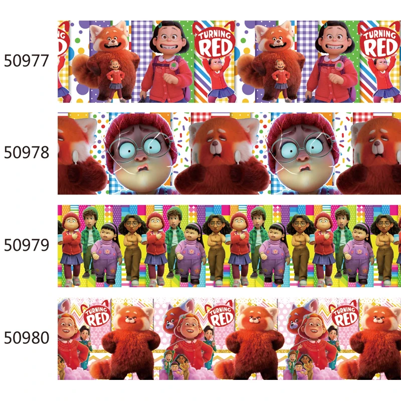 

DIY Printed 10yards Disney Cartoon Turning Red Ribbon Grosgrain Tape 75mm for Bows Supplies Decoration Handmade Materials