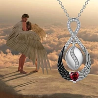dainty angel wings pendant necklaces for women shiny zircon infinity love heart wing jewelry for couple birthday gifts