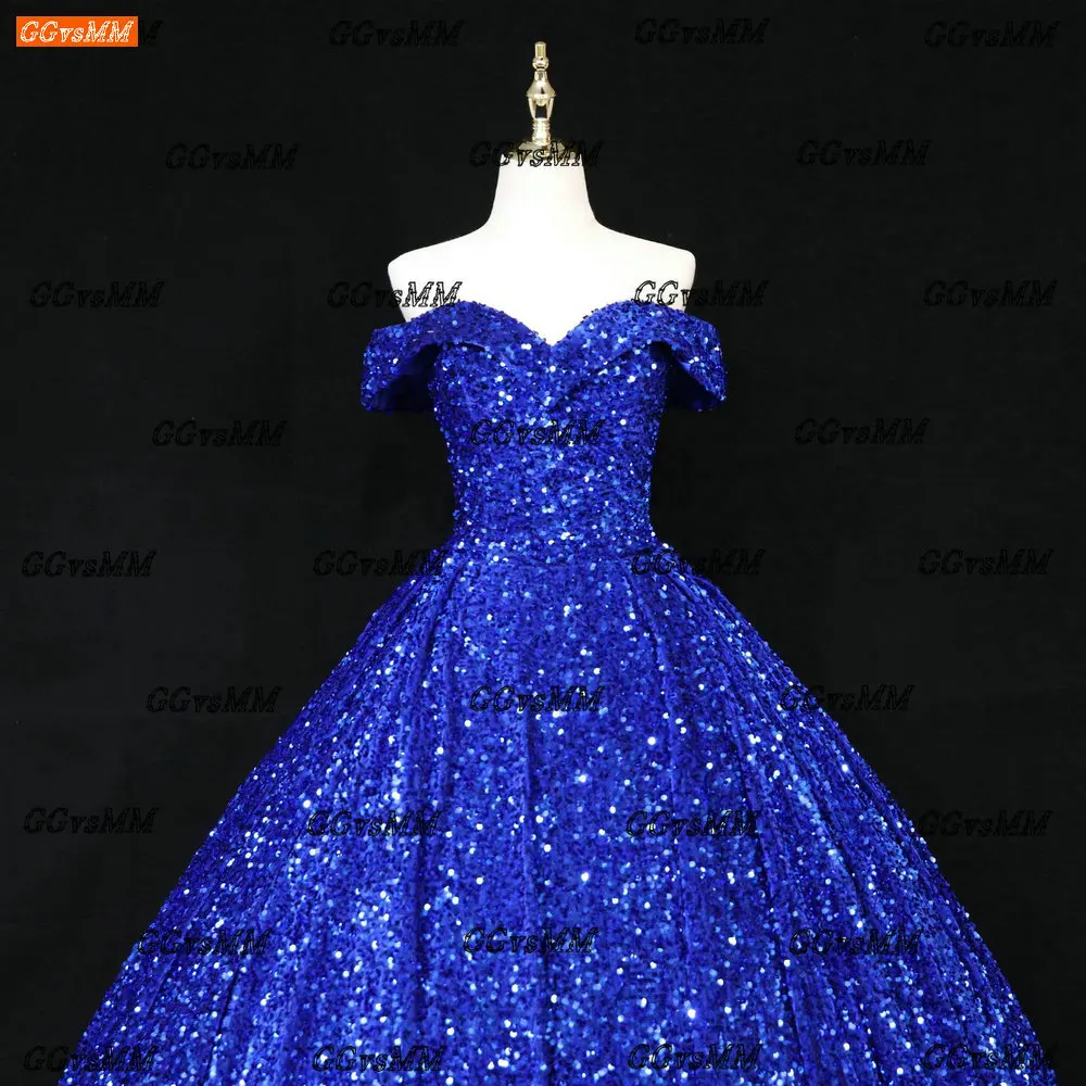 Дубай ярко-синие вечерние платья 2022 Robe De Soirée Mariage на шнуровке с блестками бальное