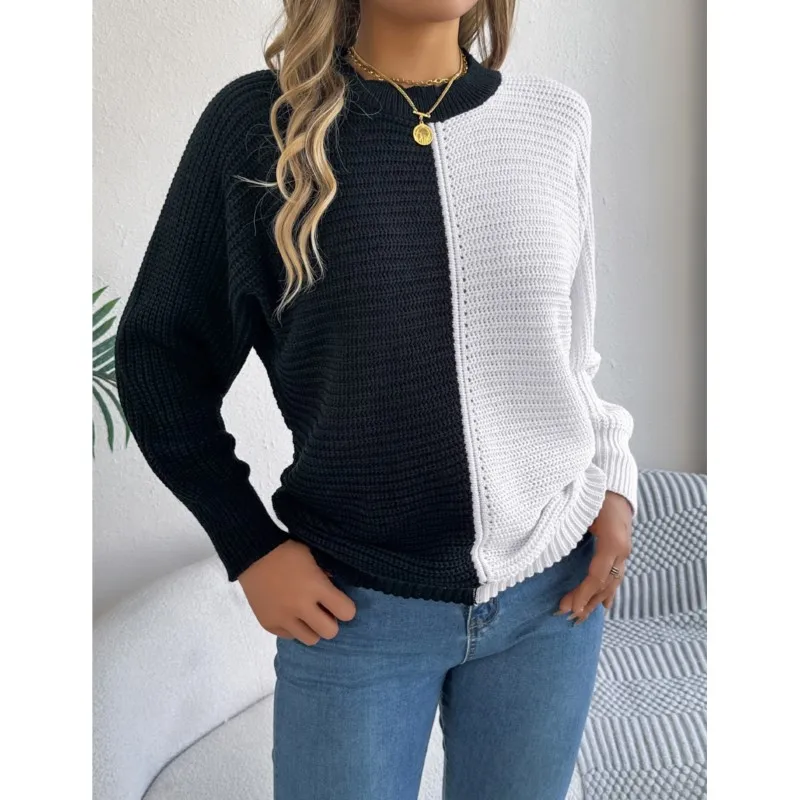 Женский свитер с длинными рукавами вязаный универсальный повседневный пуловер