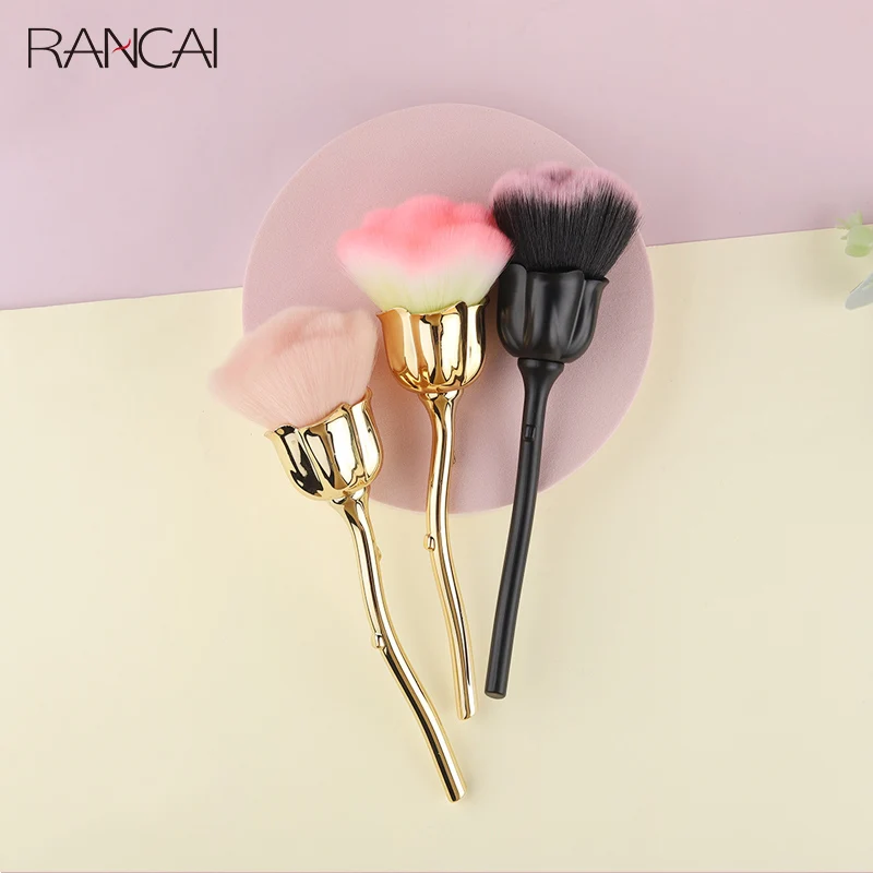

RANCAI Makeup Brushes Rose Flower Shaped Brush Make Up Kabuki Foundation Powder Loose Blusher Cosmetics Beauty Tools maquiagem