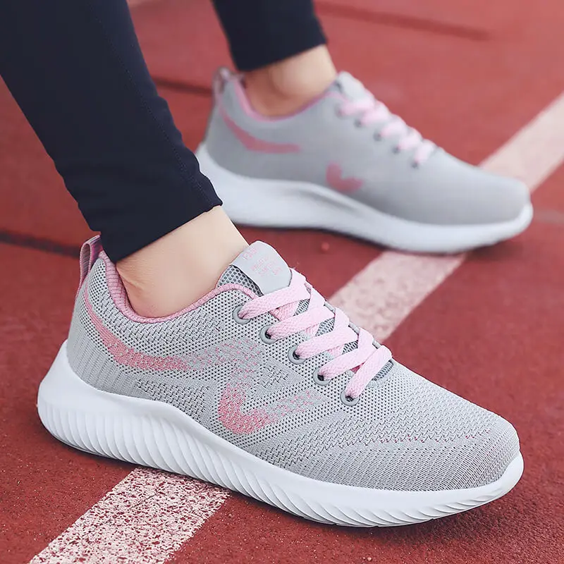 New Fashion Weave Women's Vulcanize Shoes Casual Light Breathable Air Mesh Women Sneakers Outdoor Walking Lace Up Women's Shoes