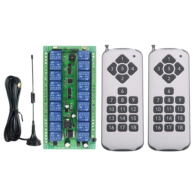 Беспроводной пульт дистанционного управления для умного дома, передатчик для системы управления двигателем, 12 В, 24 В, 18 каналов, 18 каналов, с приемником, лампой, гаражной дверью