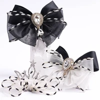 organza hair ribbon black white dots stitch embroidery lace bows material handmade bag accessories wedding invitation satin tape
