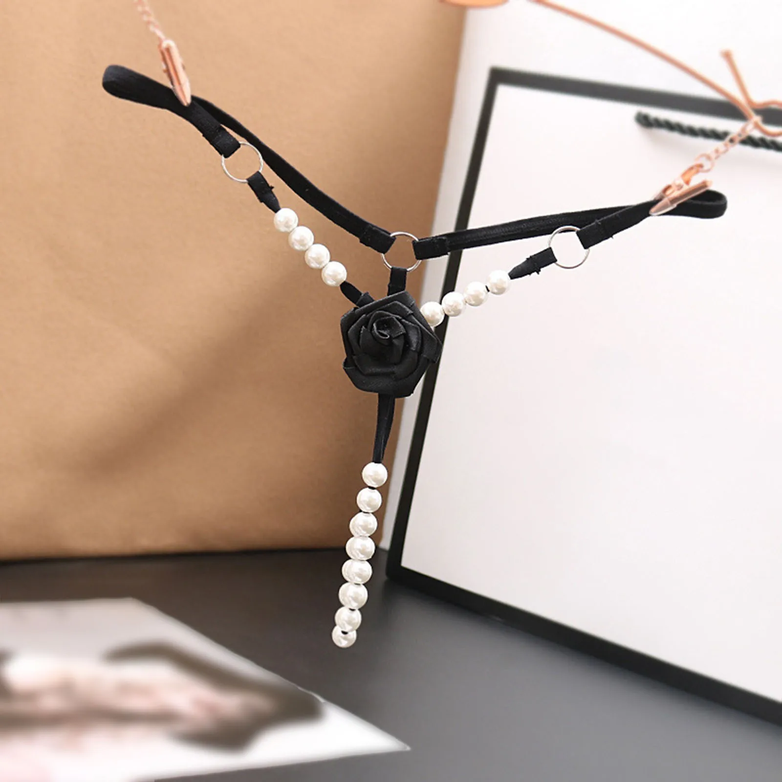 Женские трусики с высокой талией сексуальные сетчатые бахромой и жемчугом