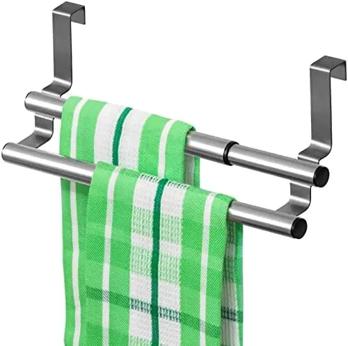 

Horizontal door towel rack, kitchen and bathroom cloth hanger, stainless steel