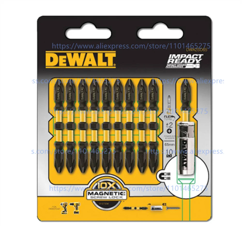 DEWALT POWER BITS &SLEEVE 65MM P2 IMPACT READY DRIVER ACCESSORIES DWA2SD65 Electric Screwdriver Bits Set Drill Head