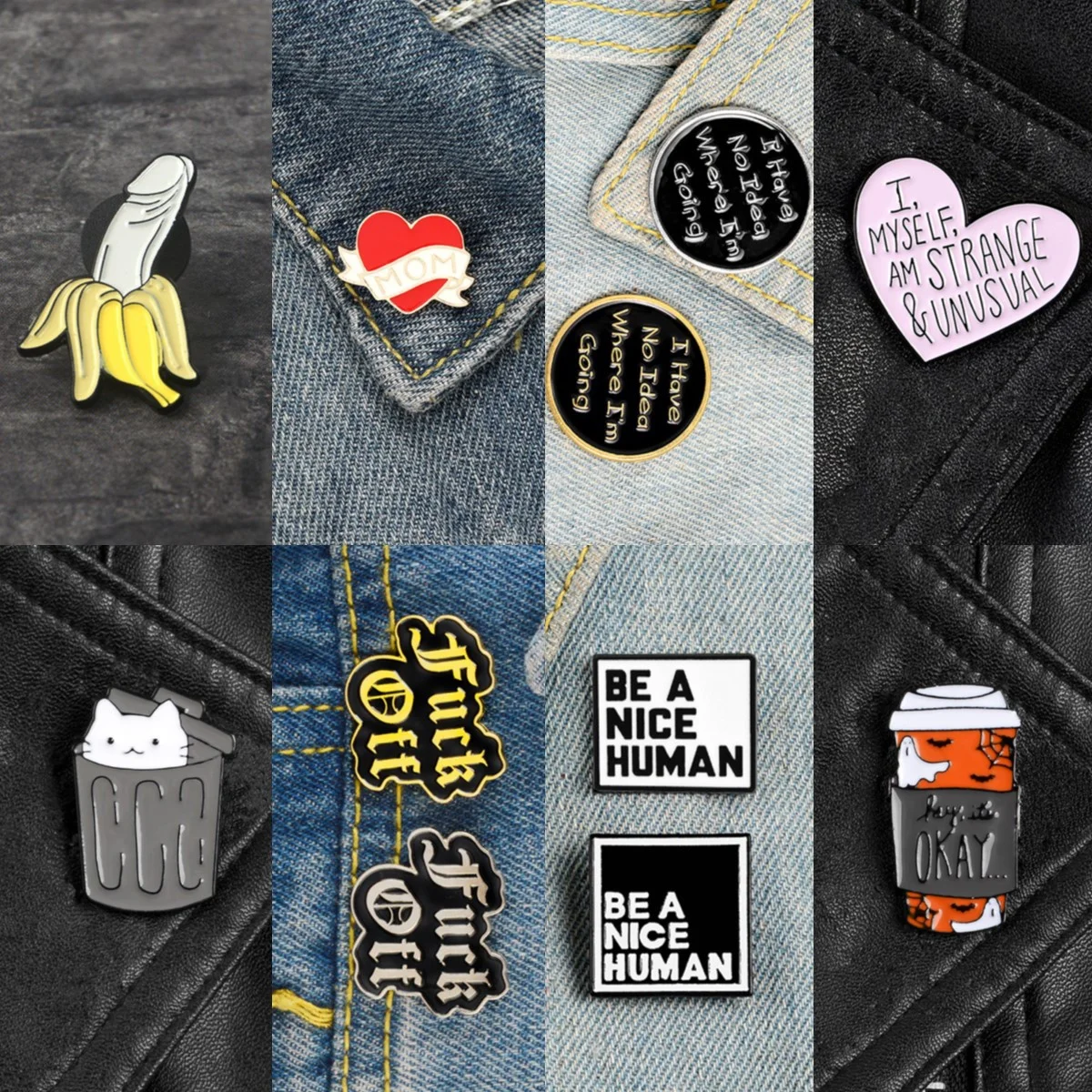 

Creative Enamel Pin Its Too People Outside Cartoon Brooch Christmas Badges Trend Okay Be Myself Inspirational Short Sentences