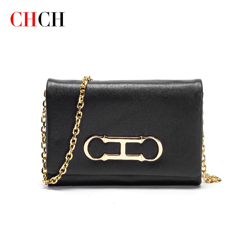 Chch New Leather Soft Messenger Bag 2023 Fashion Shoulder Bag Texture Exquisite Business Badge Soft Messenger Bag