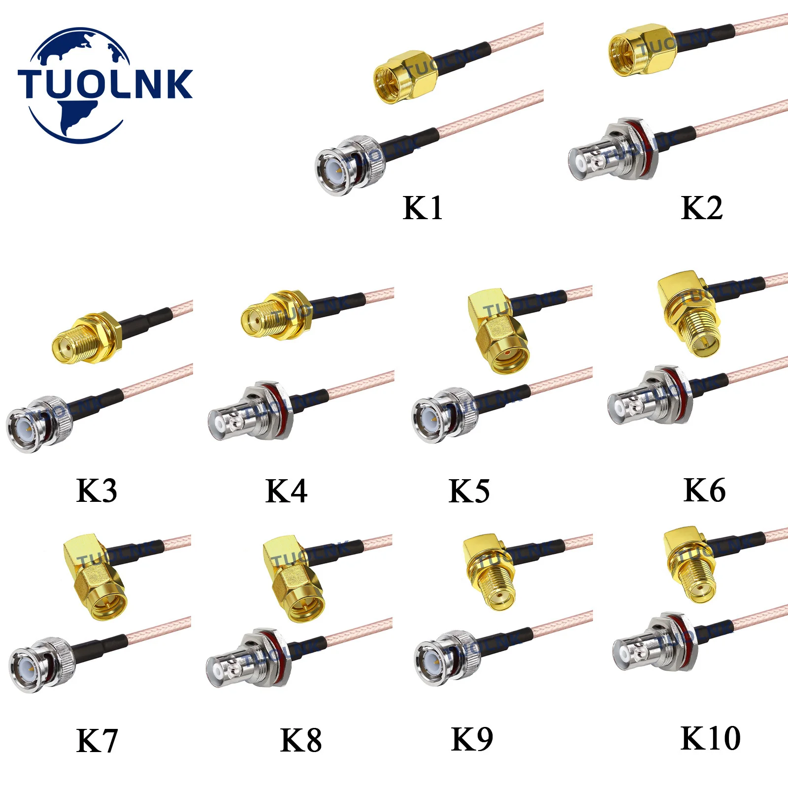 

RG316 Coax Cable SMA Male Female Jack To BNC Male Female Connector Pigtail Jumper WIFI Router Antenna RF Coaxial Cable