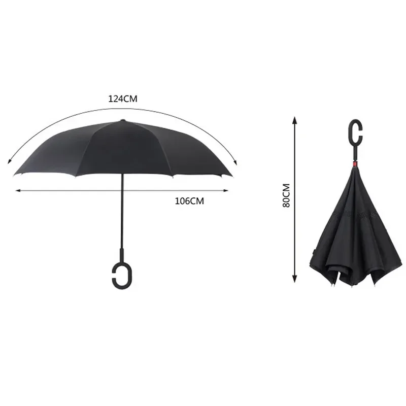

2023 2021 Folding Long Shank Double Layer Inverted Umbrella Windproof Reverse C-Hook male golf umbrella reverse Umbrellas For Wo