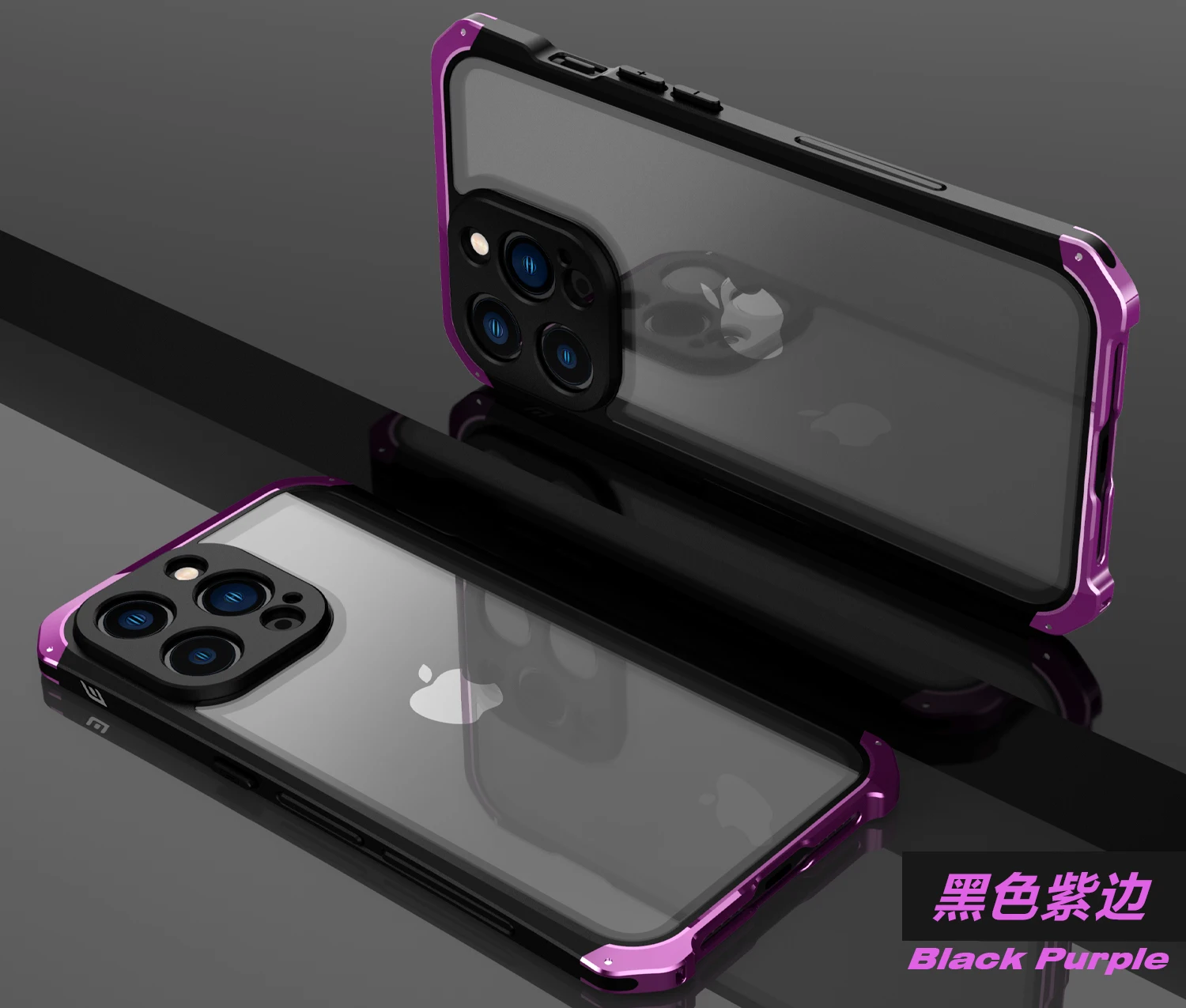 Luxury Shockproof Element Metal Glass Case For iPhone 13 12 11 Pro xs Max X XR 7 8 Plus Hard Aluminium Hybrid Plastic Back Cover