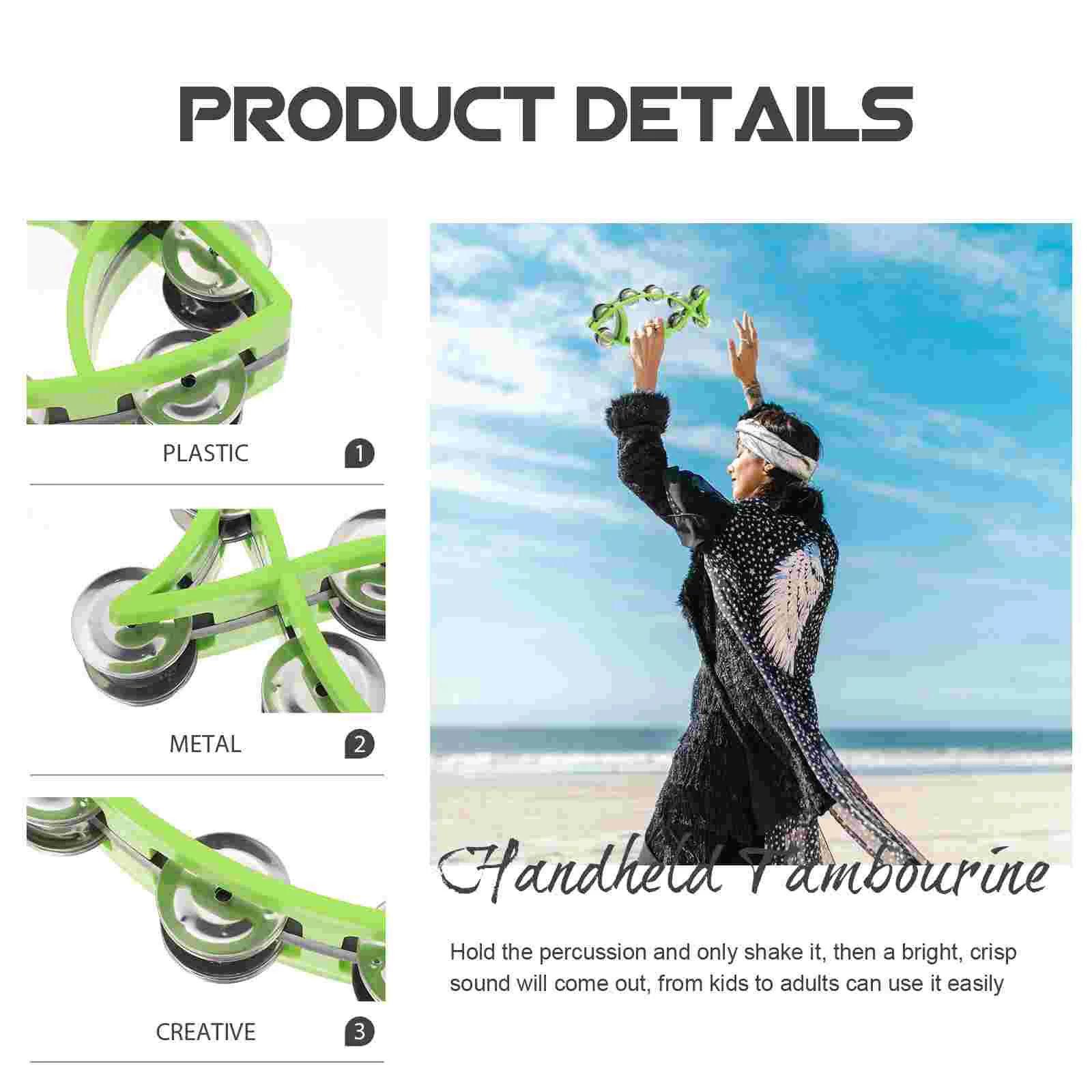 

Tambourine Toypercussion Adults Kids Hand Bell Tambourines Party Instrument Bells Handbell Portable Funny Instruments