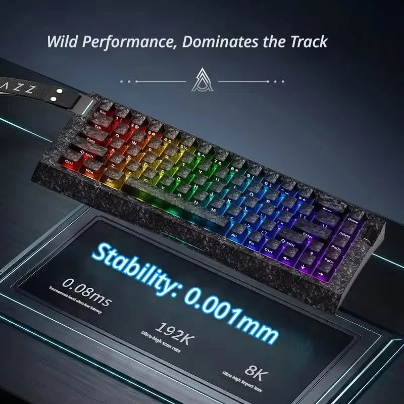 Фото Игровая клавиатура AJAZZ AK680 V3, 68 клавиш, проводная, с магнитными переключателями из углеродного волокна, отклик 0.001мс, частота опроса 8000 Гц, быстрое сканирование 192K, ARGB-подсветка №4