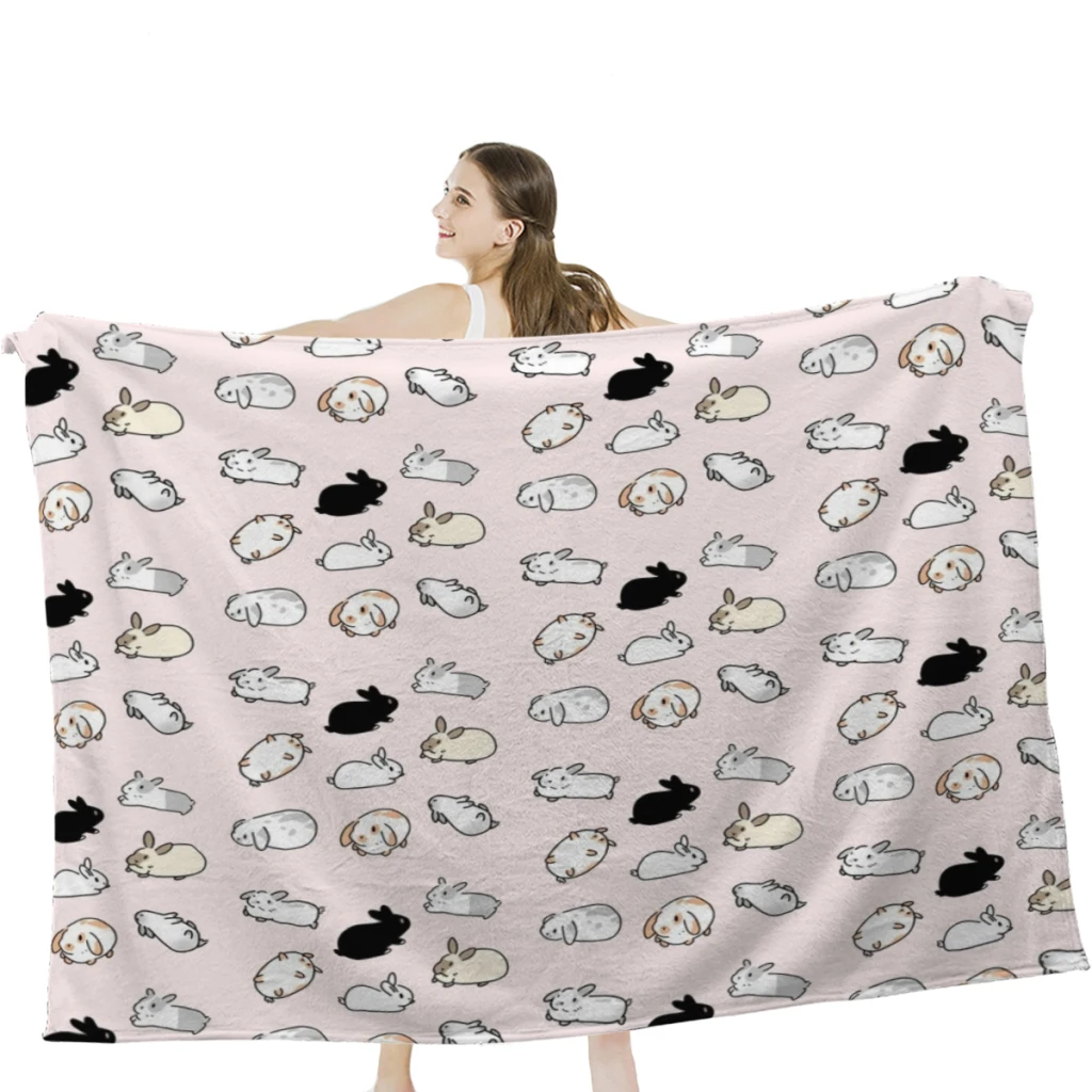 

Bunny Rabbits Throw Blanket Soft Velvet Blanket Travel Bedding Blanket