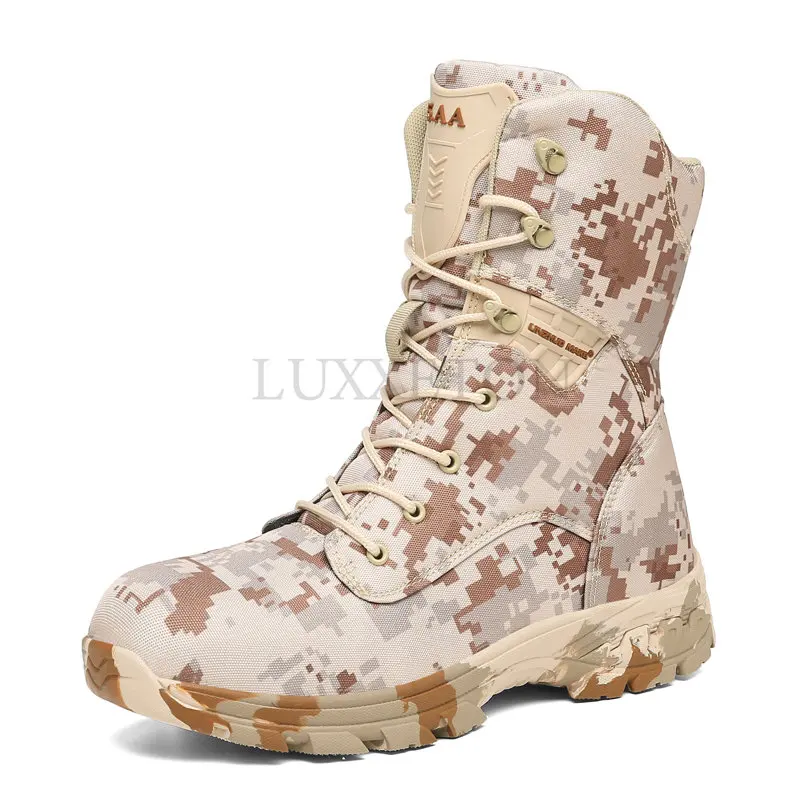 

Outdoor Desert Military Camo Breathable Hiking Shoe Spring Autumn Men Hunting Climbing Leather Wearproof Tactical Training Boots