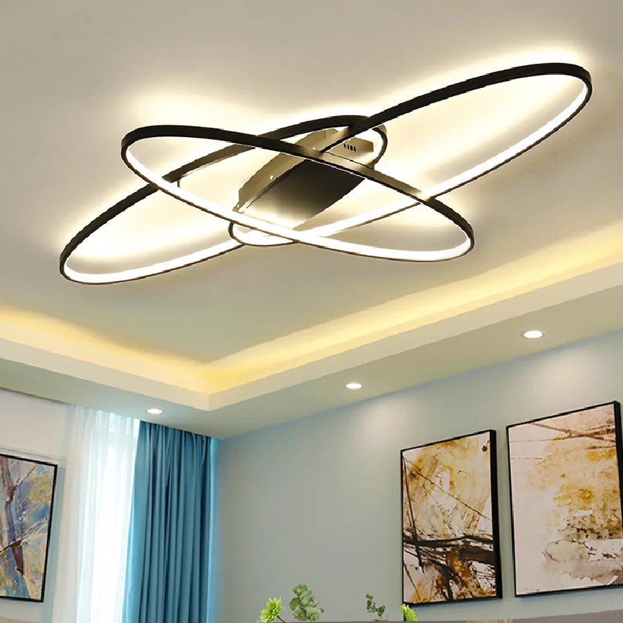 

New Arrival Hot Remote Controller Modern Led Chandelier For Living Room Bedroom White/Black Dimmable Ceiling Chandelier Fixtures