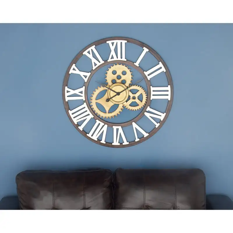 

30" Brown Metal Gear Wall Clock