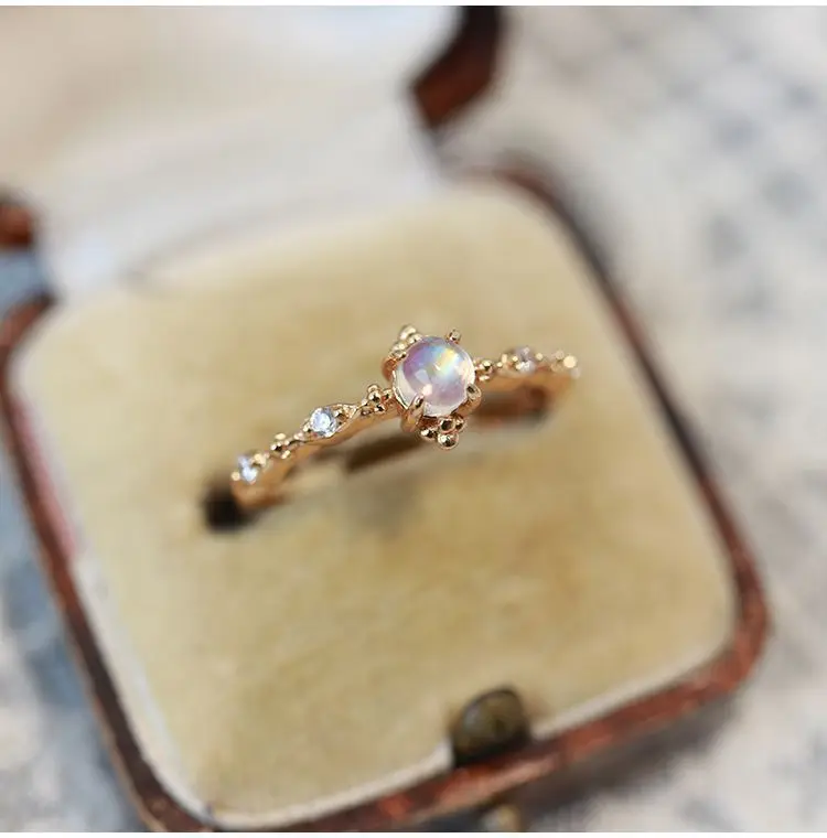 

Женское кольцо с лунным камнем, позолоченное кольцо 14 к