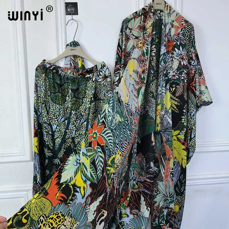 Костюм с длинным кардиганом и брюками широкими штанинами