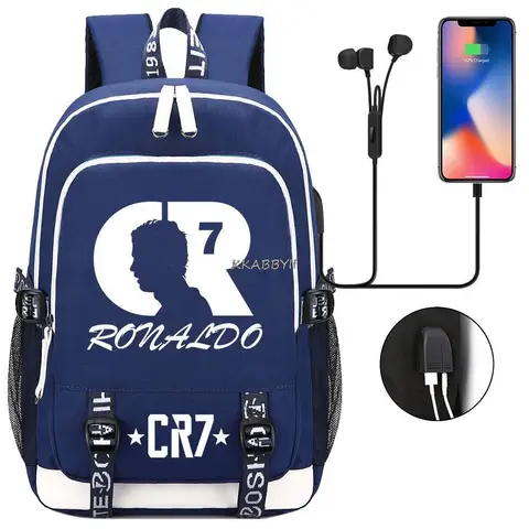 Рюкзак CR7 для мужчин и женщин, ранец для компьютера в стиле пэчворк для работы и отдыха, школьные дорожные сумки для подростков с USB