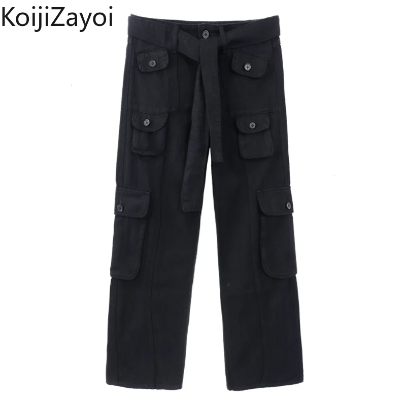 Женские повседневные свободные брюки-карго Koijizayoi длинные штаны с множеством