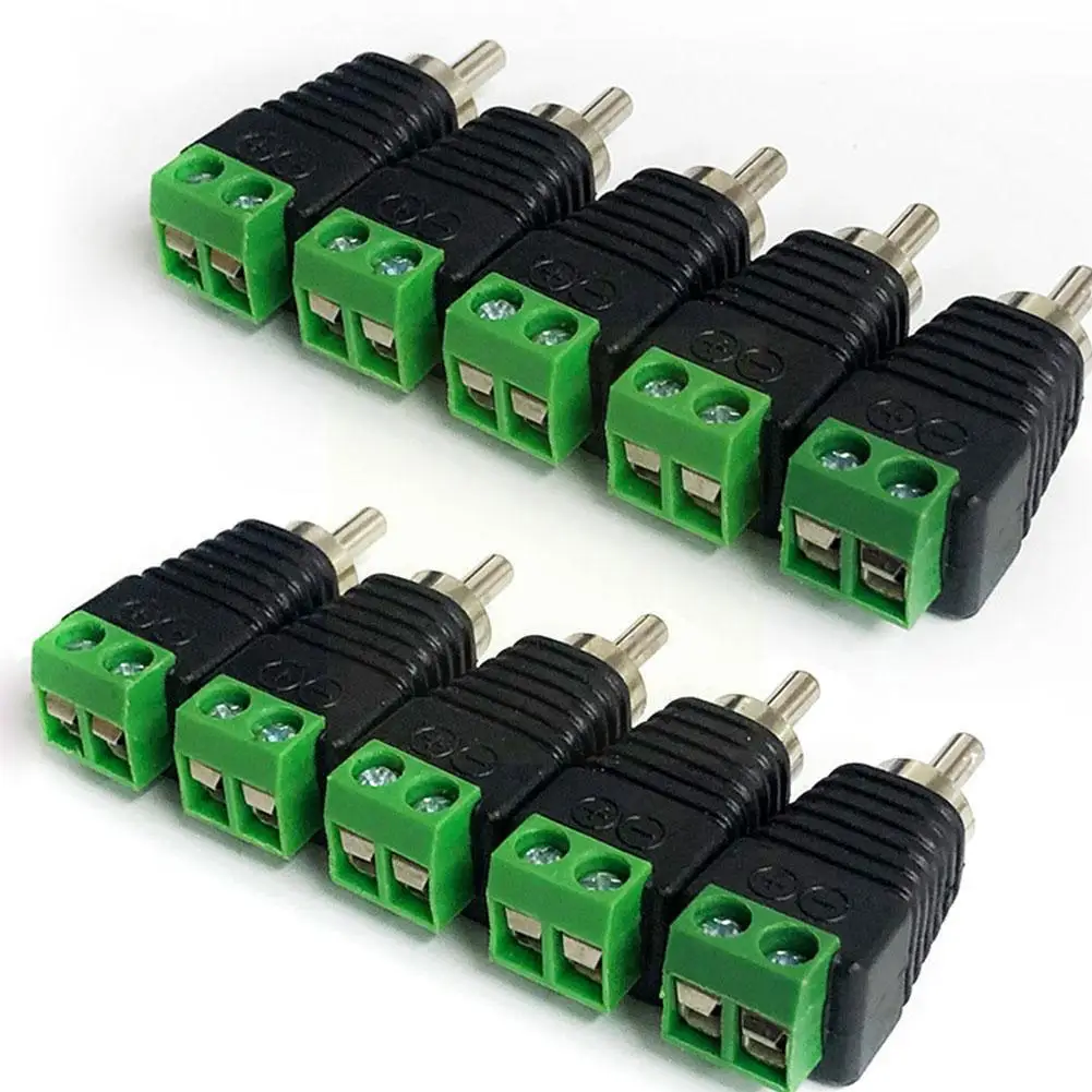 

10pcs/set Rca Onnector Plug Speaker Wired To Audio Connector Rca Jack Rca Adapter Connector Plug Male V0b3
