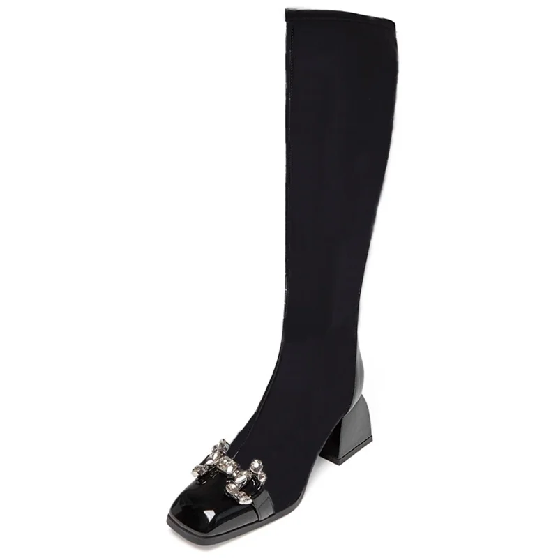 ankle summer boots for women European pop print mesh+ leather sexy lady square toe long riding boots wedge sandals high heels