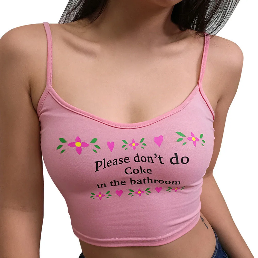 

Letter Printed Summer Tank Top For Women Sexy Slim Camisole Crop Top High Elastic Streetwear Women's Corset Top Vest