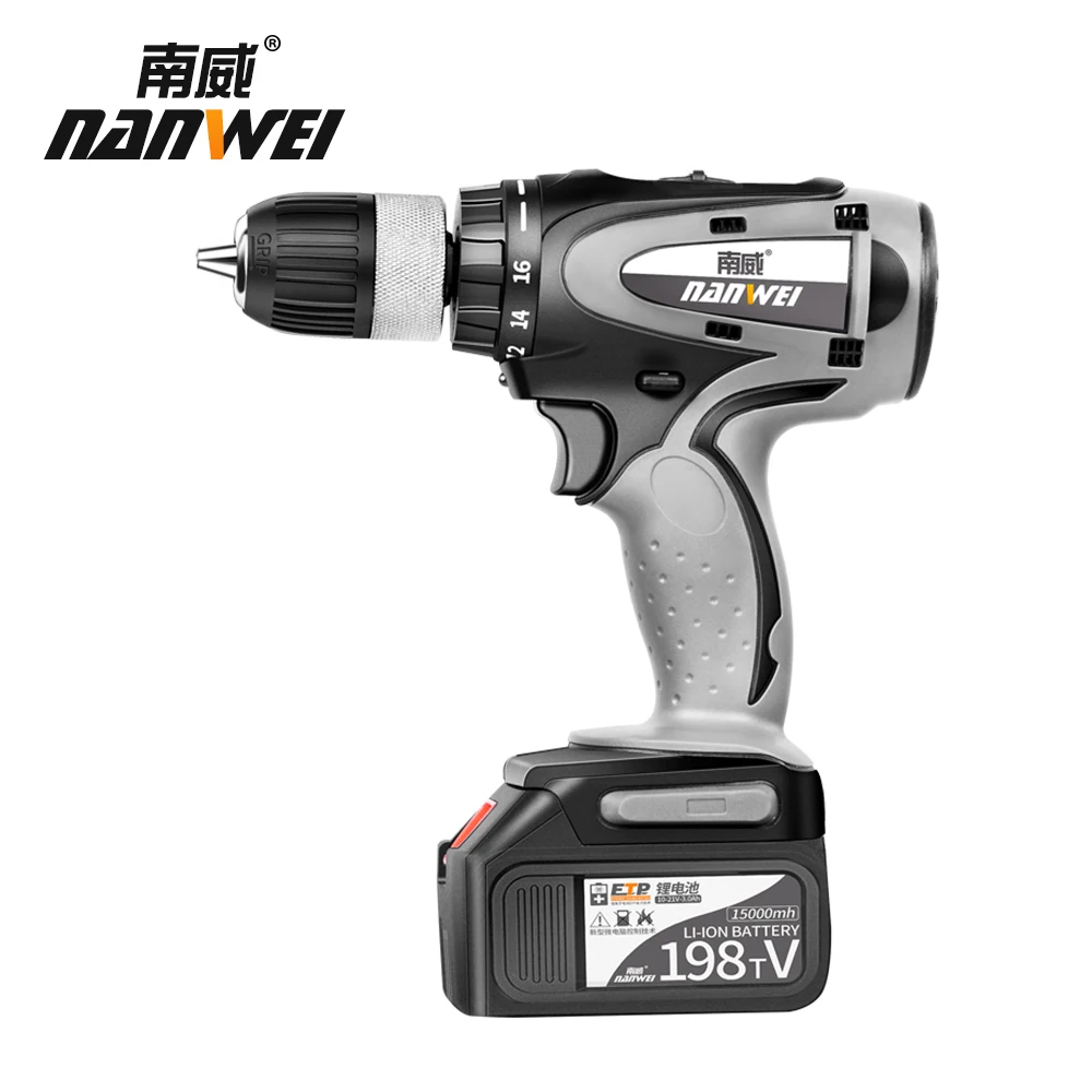 

Double Speed Cordless Rechargeable Electric Drill Lithium Battery Powered Electric Hand Drill with 2pcs Battery