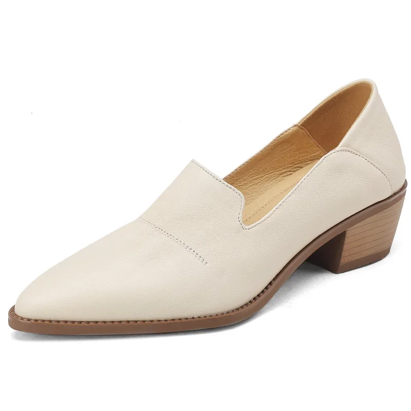 

Dilalula зрелые технические классические женские офисные туфли из натуральной кожи с острым носком на толстом каблуке Женская Весенняя обувь