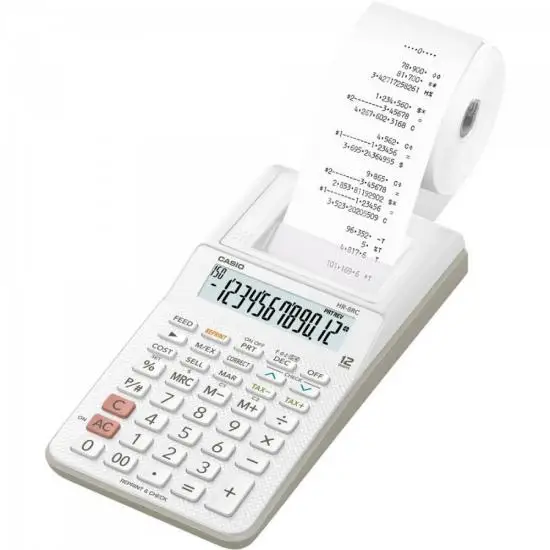 

HR-8RC-WE-B-DC White CASIO 12-Digit Coil Calculator