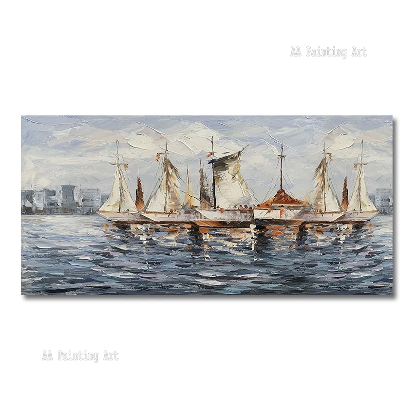 Декоративная Палитра для гостиной нож парусная лодка картина маслом без рамы